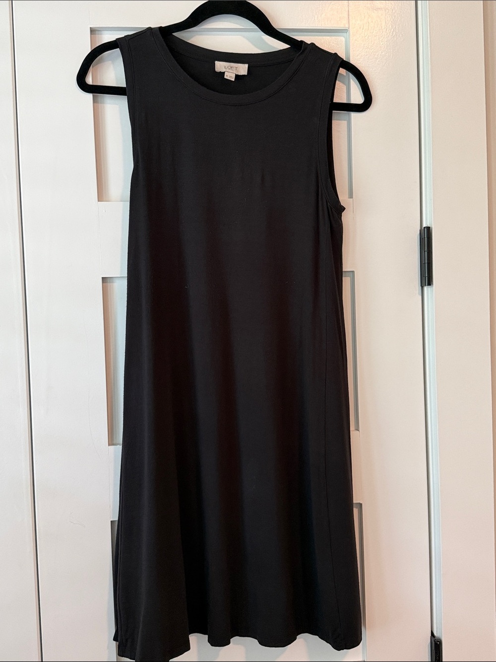 LOFT Black Sleeveless Midi A-Line Dress